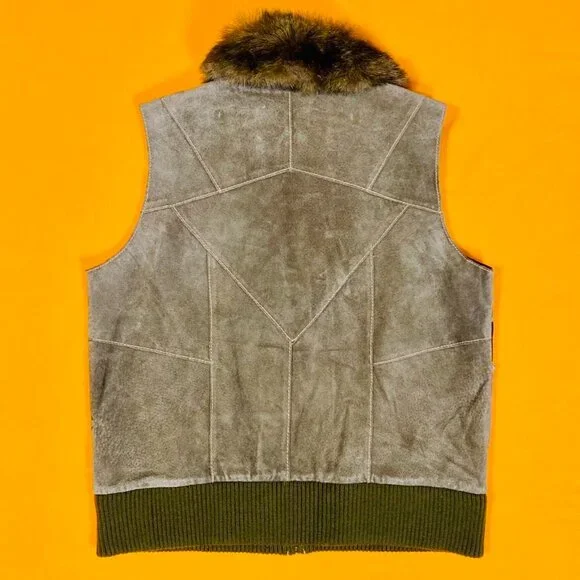 💋BOHO CHIC💋 Stunning Y2K VTG Camo Distressed Genuine Leather Vest - Picture 3 of 16